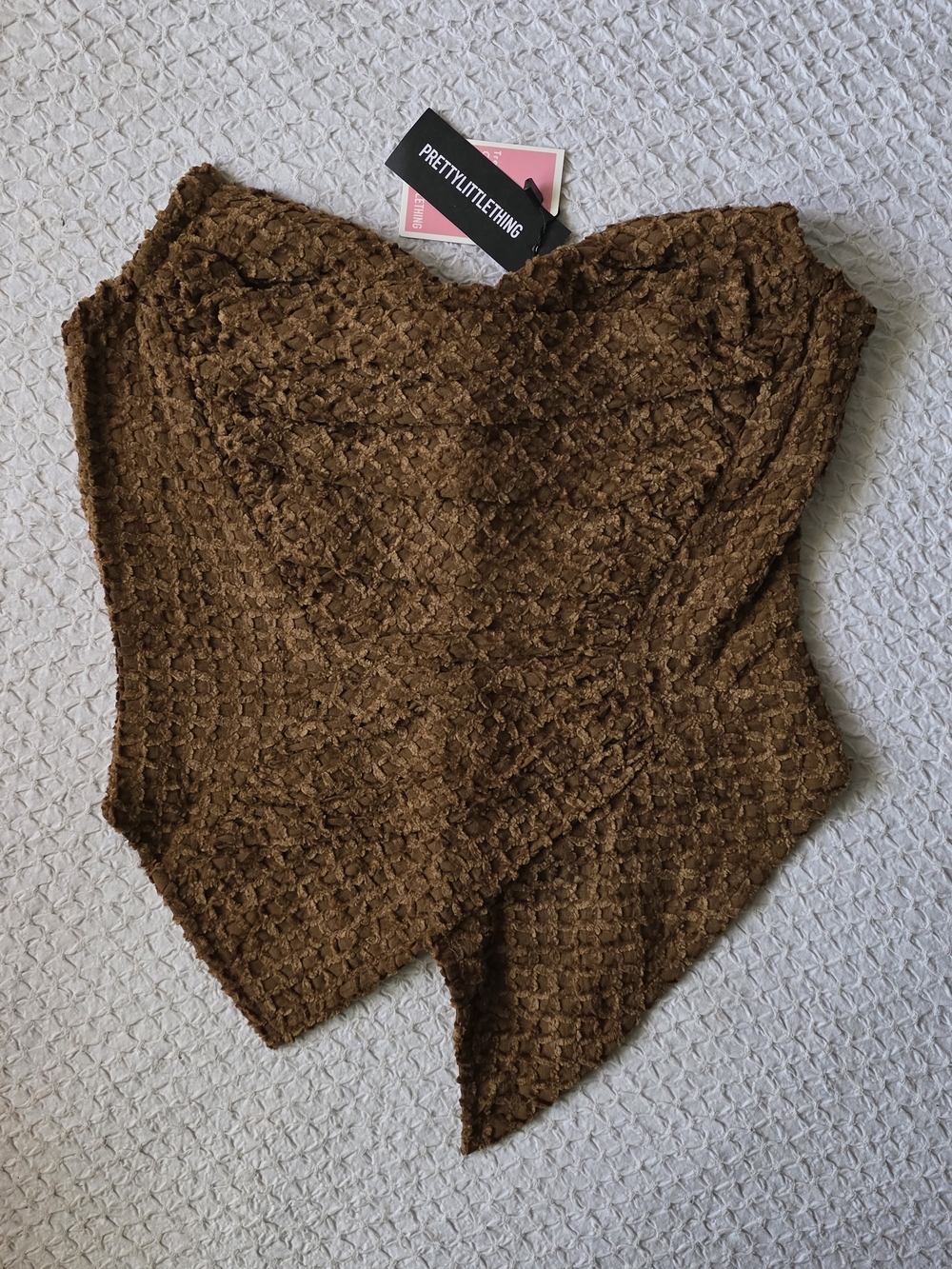 PRETTYLITTLETHING Brown Soft Textured Knit Women’s Sweater Scarf Size 2/Small